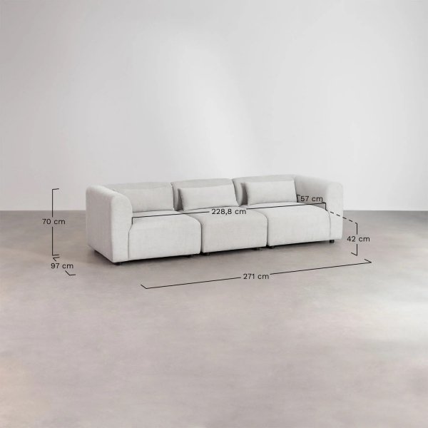 Sofa modułowa 3-osobowa Fogiel w kolorze szarym do salonu