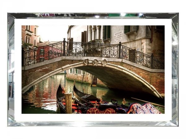 Kolorowa reprodukcja grafika dekoracja ścienna w szklanej ramie Wenecja