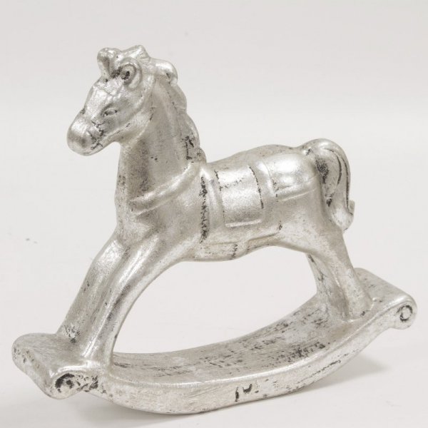 Ceramiczna figurka w kolorze srebrnym Koń Na Biegunach