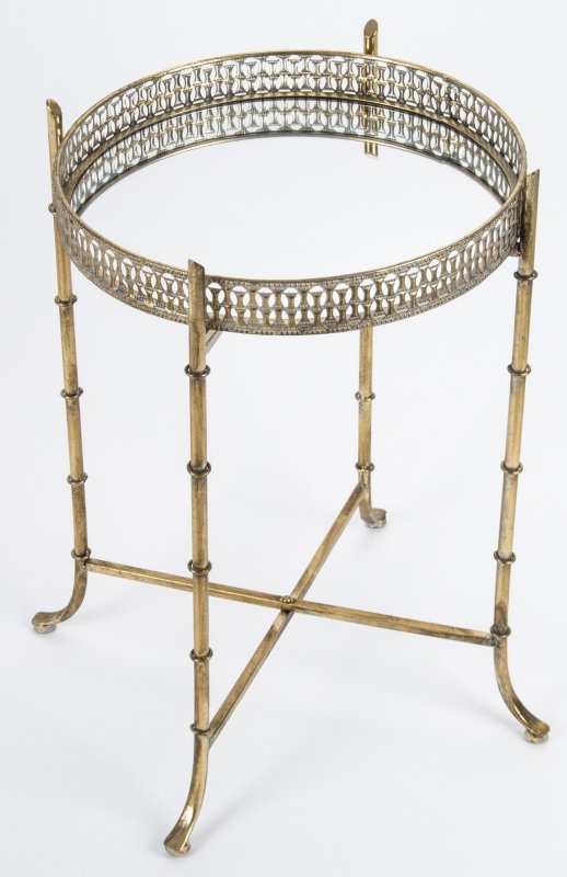 Dekoracyjny metalowy złoty stolik 