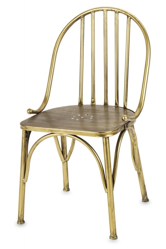 Proste złote metalowe krzesło do jadalni