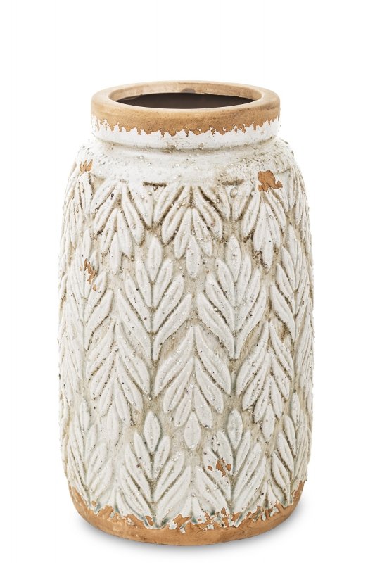 Ceramiczny kremowy zdobiony wazon