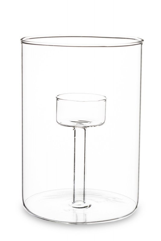 Świecznik szklany prosty średni 16x11x11