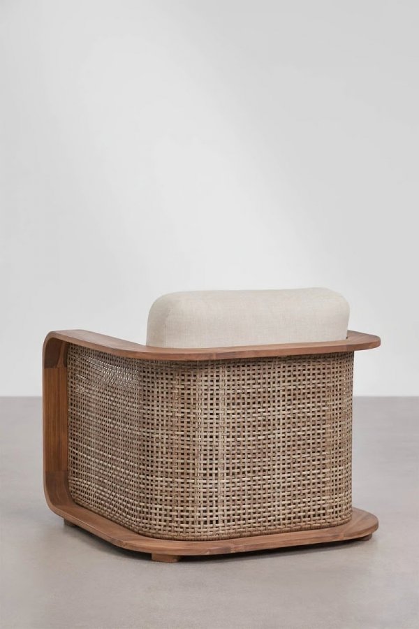 Fotel ogrodowy z podłokietnikami z drewna akacjowego od tyłu – zestaw Noira