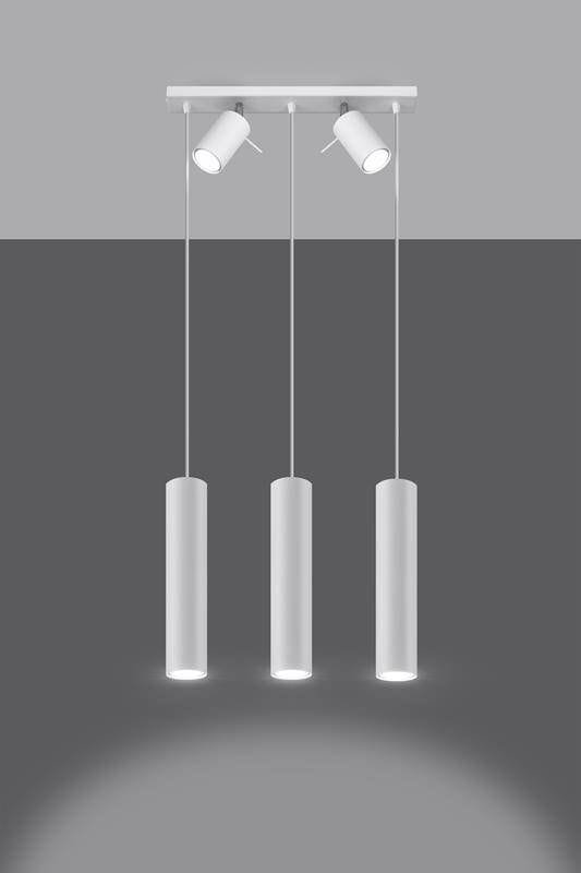 Biała industrialna lampa ZOYA wisząca zwis w stylu nowoczesnym lampa sufitowa 3 cylindry dodatkowe reflektory 