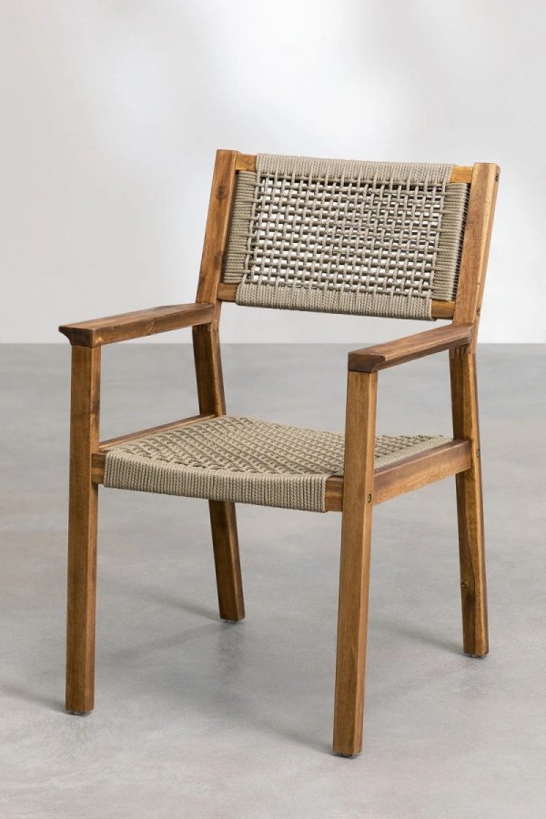 Zestaw ogrodowy Terry stół rozkładany  (160-210x90 cm) + 6 krzeseł z drewna akacjowego brąz