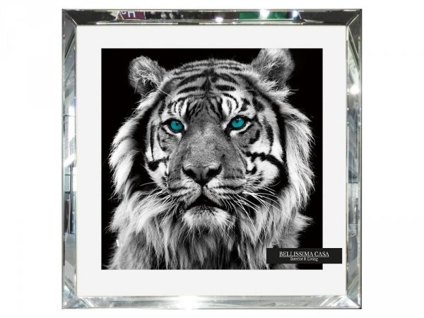 Obraz w lustrzanej ramie tygrys
