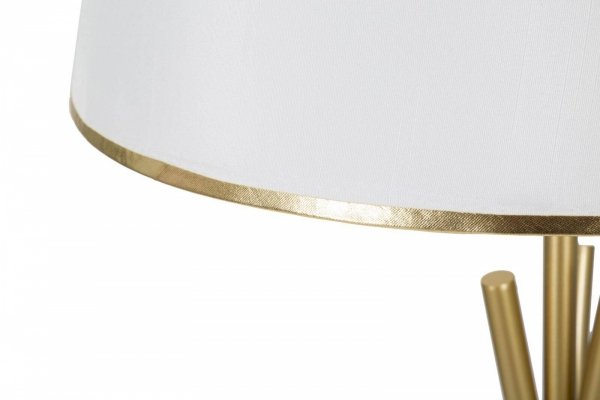 Lampa stojąca-podłogowa Mauro złota z białym abażurem