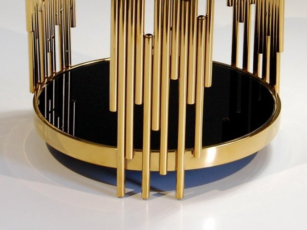 Stolik złoto czarny Art Deco rurki dwa blaty
