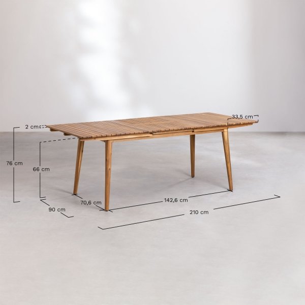 zestaw ogrodowy Terry stół rozkładany  (160-210x90 cm) + 6 krzeseł z drewna akacjowego brąz