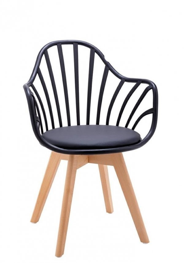 Krzesło z drewna, ekoskóry i propylenu fotel ALMA