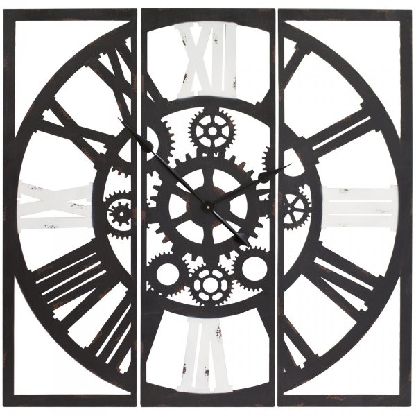 Industrialny zegar loft biało czarny