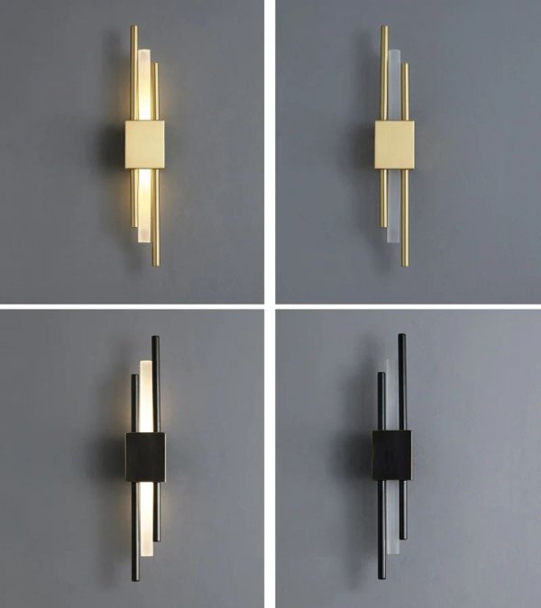 Designerska lampa na ścianę kinkiet metalowy złoty Sem Left