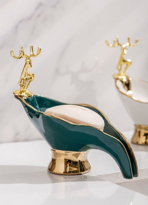 Mydelniczka ceramiczna samoodpływowa designerska podstawka pod mydło do łazienki