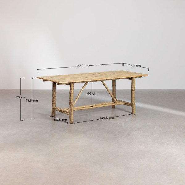 zestaw mebli do ogrodu stół 200x80 cm bambusowy i 8 krzeseł Xenia