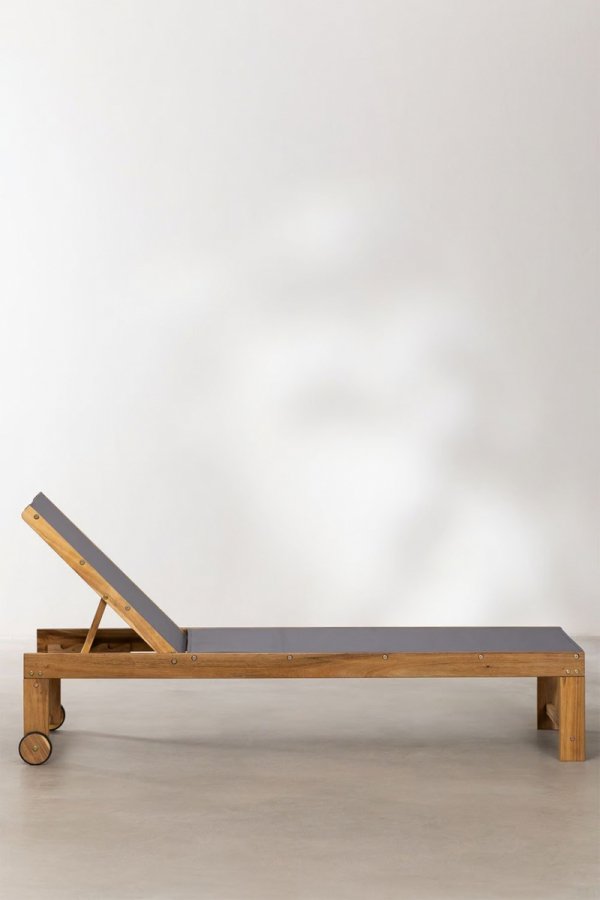 Leżak Valerie z regulowanym oparciem drewniany brązowy