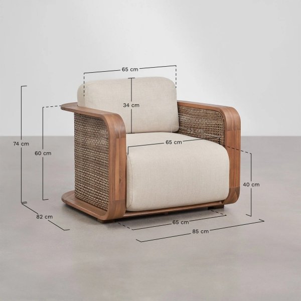 Fotel ogrodowy z podłokietnikami z drewna akacjowego - wymiary – zestaw Noira