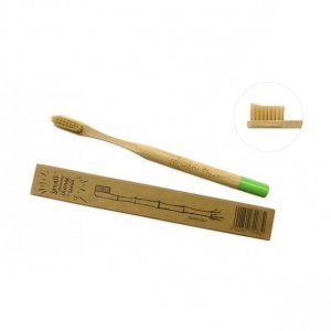 MOHANI Bambusowa szczoteczka do zębów włosie miękkie profilowane ZIELONA