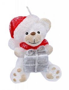 ARTMAN Boże Narodzenie Świeca ozdobna Teddy - figurka biała 1szt