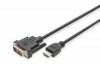 Digitus Kabel adapter HDMI Standard 1080p 60Hz FHD Typ HDMI A/DVI-D (18+1) M/M czarny 2m
