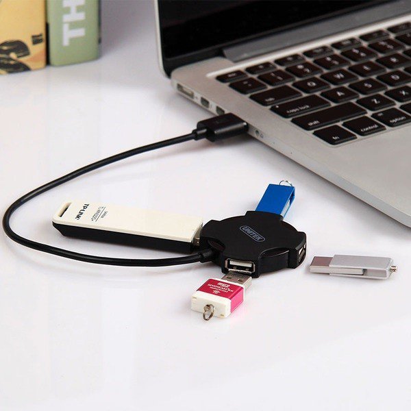 Unitek HUB 4x USB 2.0 micro - czarny + OTG; Y-2178