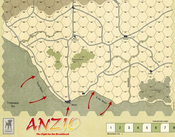 Anzio: The Fight For The Beachhead canvas map 17&quot; x 22&quot;