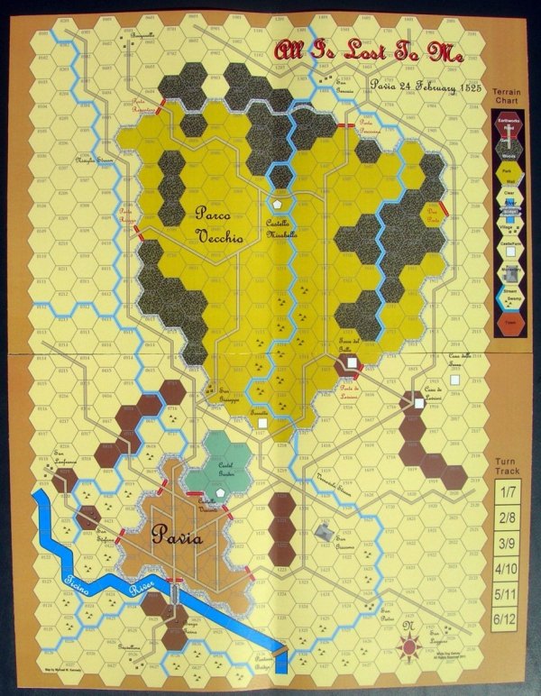 ALL IS LOST TO ME: PAVIA 1525 canvas map 17&quot; x 22&quot;