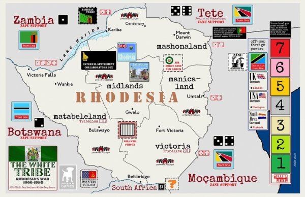 The White Tribe: Rhodesia's War 1966-1980 canvas map 11&quot; x 17&quot;