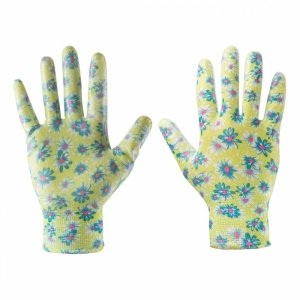Rękawice ogrodowe pokryte nitrylem, wzór kwiatki, rozmiar 8