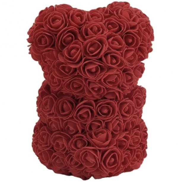 BQ54B Miś z róż z sercem 25cm czerwony    led