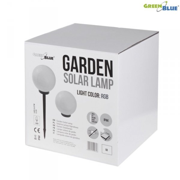 Solarna lampa wolnostojąca ogrodowa GB167 - kula 30x30x63cm, kolorowy LED