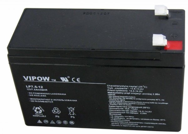 Akumulator żelowy VIPOW 12V 7.5Ah