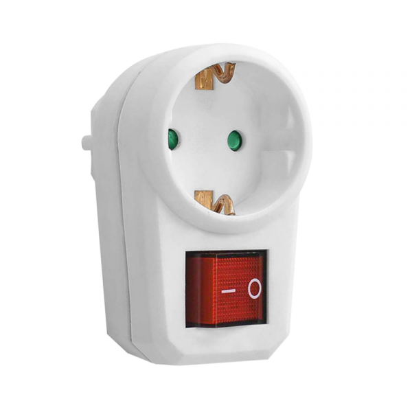 Adapter 1x2P+Z (Schuko) z włącznikiem, biały