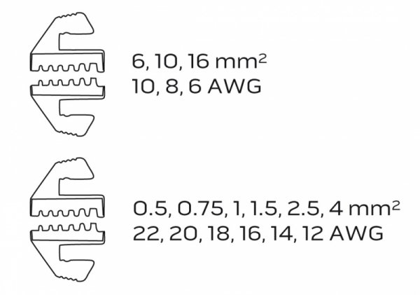 Szczypce do zaciskania końcówek tulejkowych 0.5-16 mm2 (22-6 AWG)