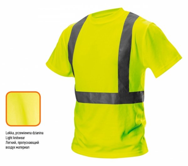 T-shirt ostrzegawczy, żółty, rozmiar XXL