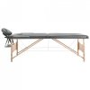 Stół do masażu z 2 strefami, drewniana rama, antracyt, 186x68cm