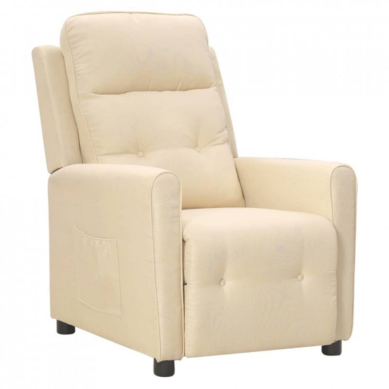 Rozkładany fotel ułatwiający wstawanie, kremowy, tkanina