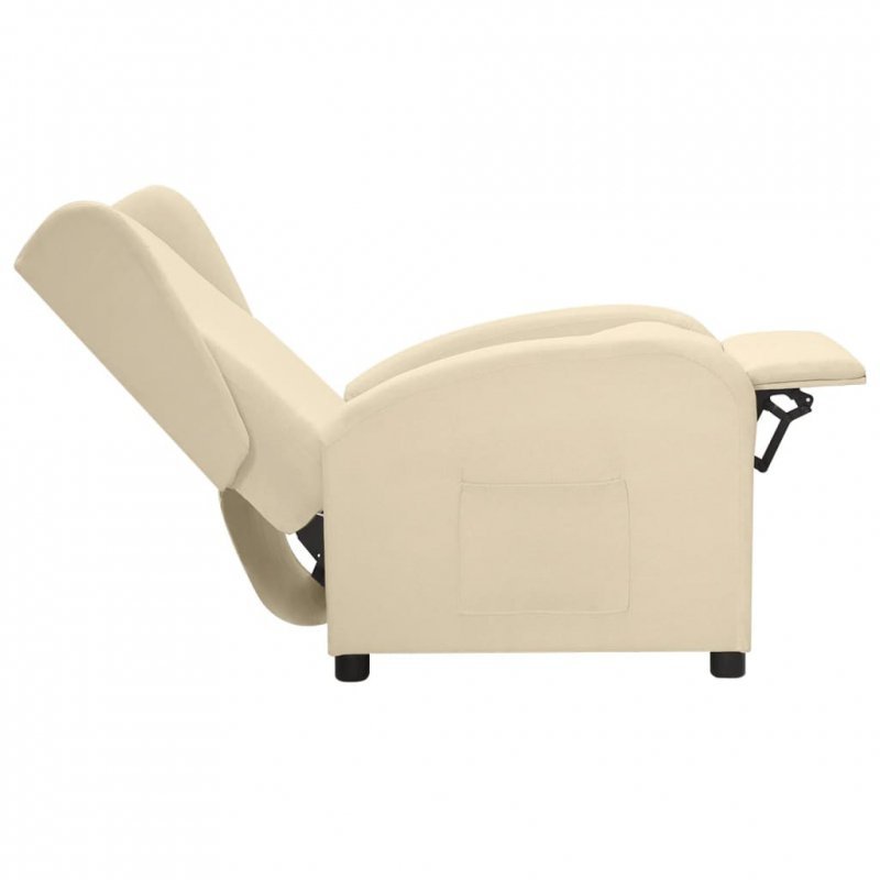 Rozkładany fotel ułatwiający wstawanie, kremowy, tkanina