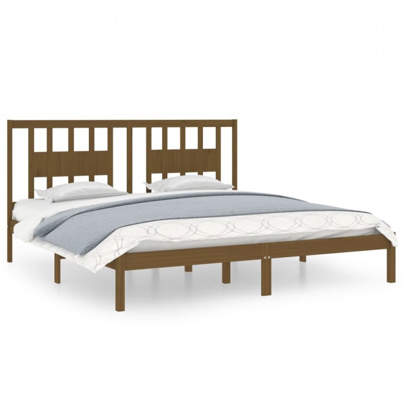 Rama łóżka, miodowy brąz, lite drewno, 180x200 cm, Super King
