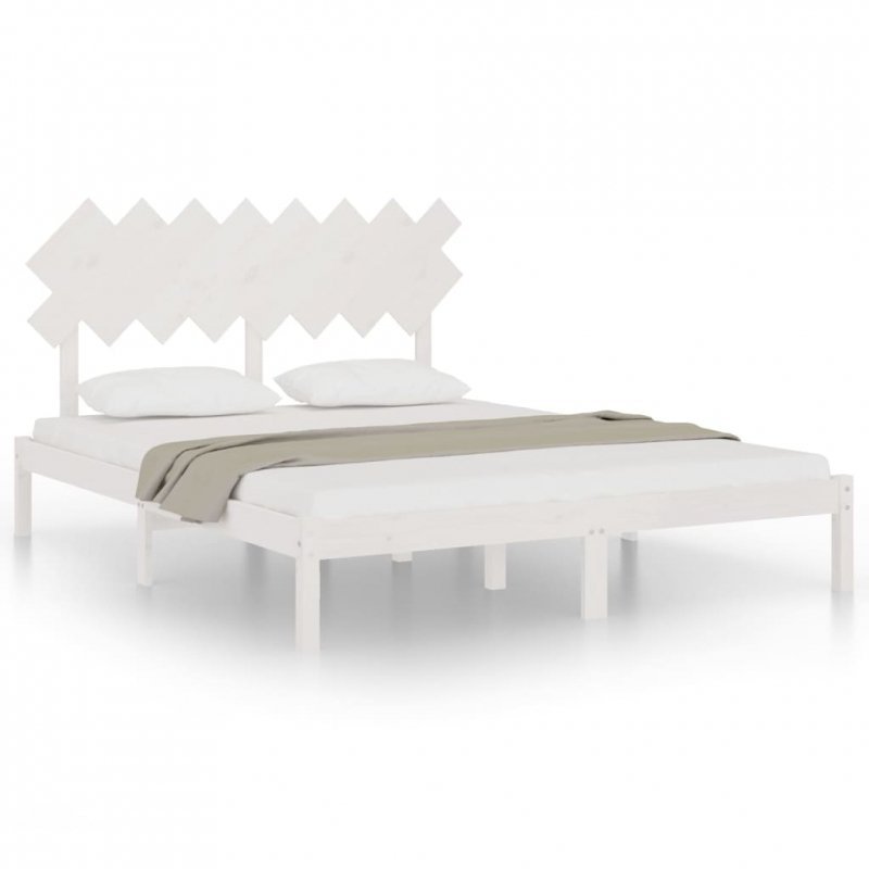 Rama łóżka, biała, 160 x 200 cm, lite drewno