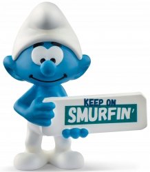 Smerfy Figurka Smerf Z Tabliczką Keep On Smurfin