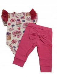Komplet niemowlęcy body spodnie różowy Gamex 68