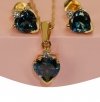 Komplet diament serce topaz naszyjnik kolczyki złoto 585 