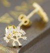 Kolczyki sztyft drzewka kamienie  złoto 585