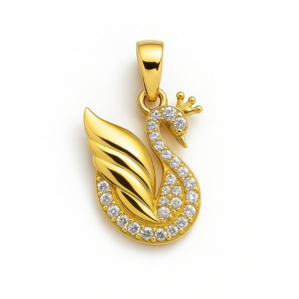 Zawieszka łabędź z kamieniami złoto 585