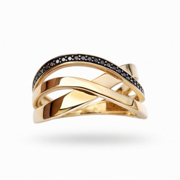 Pierścionek szeroka obrączka wstęga   złoto 585 