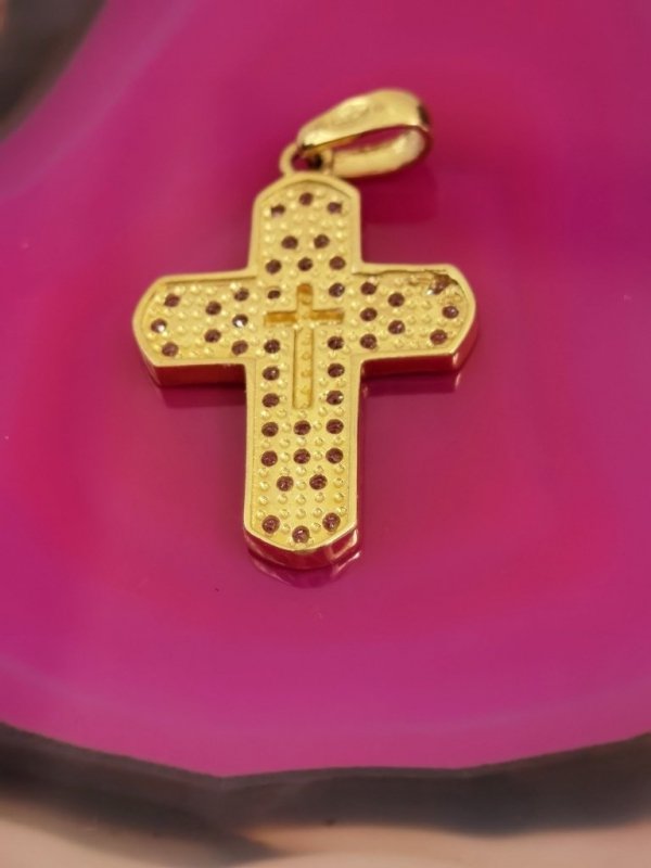 Wisior Krzyżyk kryształowy złoto 585
