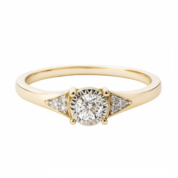 Pierścionek R.19 diamenty naturalne złoto 585 