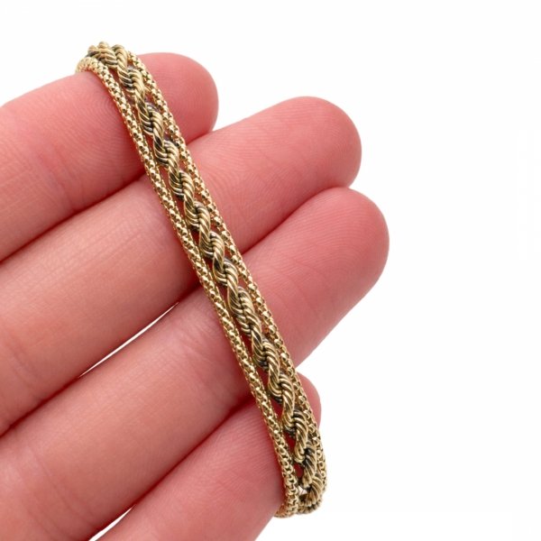 Bransoletka taśma pleciona złoto 585 