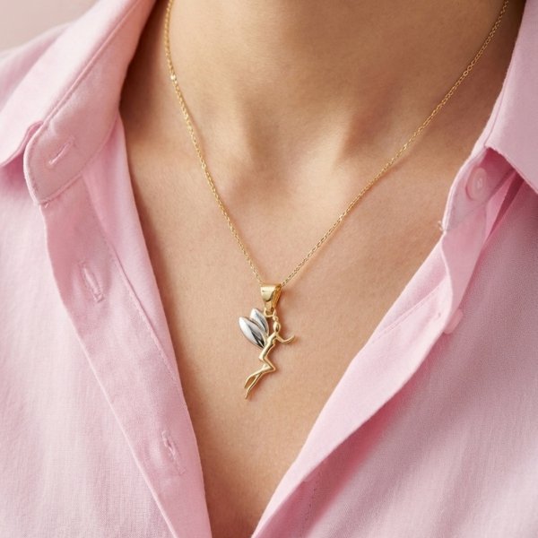 Wisior wróżka dzowneczek elf złoto 585  